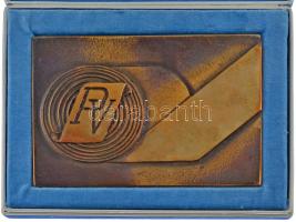 1979. "PV (Papíripari Vállalat)" kétoldalas öntött bronz plakett, eredeti dísztokban (77x1...
