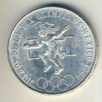 Mexikó 1968. 25P Ag "Olimpia" T:2 kis ph
