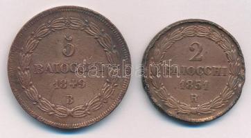 Olasz Államok / Pápai Állam 1849-IVB 5B Cu + 1851-IVR 2B Cu "IX. Pius" T:VF,F ph. Italian ...