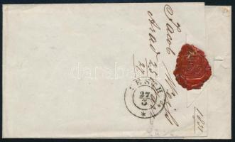 1851 9kr HP I. ívszéli nyomat, levélen / margin piece on cover "ARAD" - Pesth