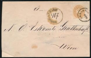 ~1866 15kr ajánlott levélen "KRONSTADT" - Wien, ~1866 15kr on registered cover "KRONSTADT" - Wien