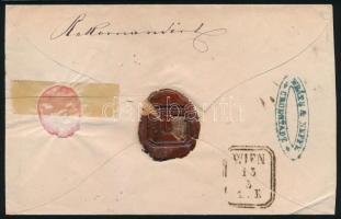 ~1866 15kr ajánlott levélen "KRONSTADT" - Wien ~1866 15kr on registered cover "KRONST...