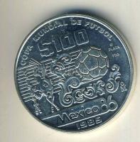 Mexikó 1985. 100P Ag "Mexikói Labdarúgó VB-művészi dizájn, labda" T:BU