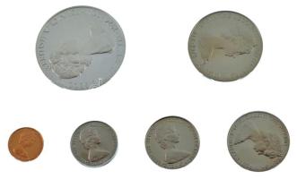 Brit Virgin-szigetek 1974. 1c-50c (5xklf) + 1$ Ag forgalmi szett tanúsítvánnyal, eredeti dísztokban ...