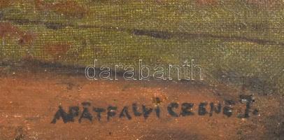 Apátfalvi Czene János (1904-1984): Enteriőr. Olaj, vászon, jelzett, kissé sérült. Dekoratív fakeretb...