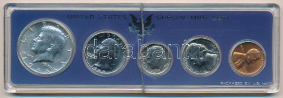 Amerikai Egyesült Államok 1966. 1c-1/4$ (4xklf) + 1/2$ Ag "Kennedy" forgalmi sor törött pl...