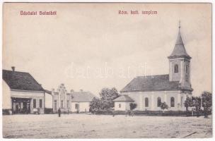 Halmi, Halmeu; Római katolikus templom, zsinagóga, üzlet / street view, Catholic church, synagogue, shop (ázott / wet damage)