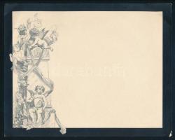 cca 1900 3 db használatlan puttós levélpapír