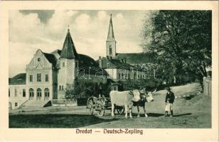 Dedrád, Dredat, Zepling, Deutsch-Zepling, Dedrad; ökrös szekér / ox cart, folklore + 1940 Szászrégen visszatért So. Stpl. (EK)