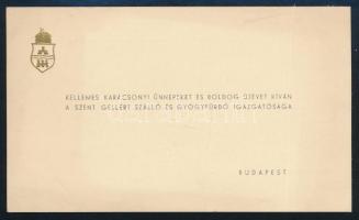 cca 1920 Szent Gellért Szálló és Gyógyfürdő Igazgatósága által küldött karácsonyi üdvözlőkártya