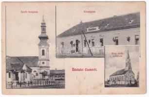 Csene, Tschene, Cenej, Cenei; szerb és római katolikus templom, községháza / churches, town hall (fl)