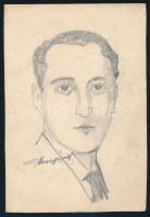 Nagy József (?-?), kétoldalas mű: Virágok és férfi portré. Akvarell, ceruza, papír, jelzett, 21×14,5...