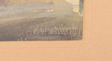 Jelzés nélkül: Városrészlet, olaj ,papír. Üvegezett keretben 34x19 cm