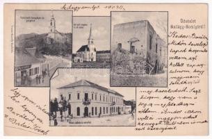 1903 Szilágysomlyó, Simleu Silvaniei; Római katolikus templom és paplak, Görögkatolikus templom és iskola, Báthori István lovagvára, Városi szálloda, Városháza, Veres Károly üzlete és saját kiadása / Catholic church and parish, Greek Catholic church, school, castle, hotel, town hall, publisher&#039;s shop