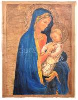 Nemessányi Klára (?- ), Masaccio után: Mária a kisdeddel, 1985. Vegyes technika, papír, jelzett a hátoldalon, 26,5x20 cm