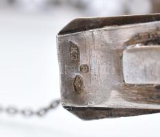 Ezüst (Ag) exkluzív karkötő jáde berakással, filigrán kidolgozással, biztonsági lánccal, jelzett, h:...