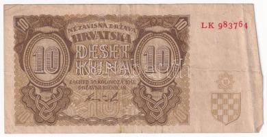 Független Horvát Állam 1941. 10K LK 983764 T:F Independent State of Croatia 1941. 10 Kuna LK 983764 C:F Krause P#5b