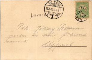 1903 Kézdivásárhely, Targu Secuiesc; Református templom, Jancsó F. Lajos és Jancsó Mózes üzlete. Bog...