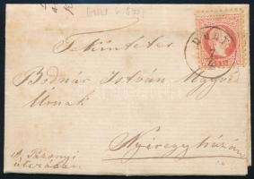 1869 5kr (hajtott) levélen / 5kr (folded) on cover BULY (Gudlin 500 p)
