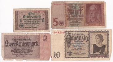 8db-os vegyes német márka bankjegy tétel, közte Német Harmadik Birodalom 1939. 20M T:F,VG közte szakadás, folt 8pcs of mixed german mark banknote lot, in it German Third Reich 1939. 20 Mark C:F,VG with tear, spot in it