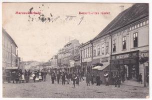 1908 Marosvásárhely, Targu Mures; Kossuth utca, Bartscht Károly, Babos Egyed, Rajka Károly üzlete / street view, shops (fl)