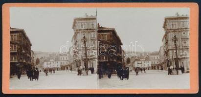 cca 1900 Fiume, belváros, sztereófotó, 8,5×17,5 cm / Rijeka