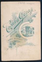 1902 Gyerekek hintalóval, keményhátú fotó Csonka Géza marosvásárhelyi műterméből, hátoldalon a műter...