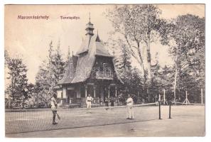 1913 Marosvásárhely, Targu Mures; Teniszpálya, teniszezők. Porjes S. Sándor / tennis court, tennis players (EK)