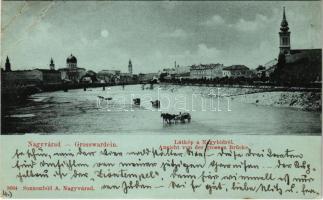 1899 (Vorläufer) Nagyvárad, Oradea; látkép a Nagyhídról, zsinagóga. Sonnenfeld A. kiadása / view from the bridge, synagogue (EB)