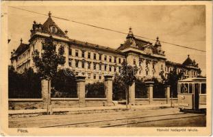 1916 Pécs, Honvéd hadapród iskola, villamos (EK)