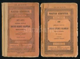 3 kötet Sherlock Holmes a Magyar Könyvtár sorozatból: Conan Dyle: Doktor Holmes kalandjai: 222 és 222a, 320, 417 és 417a. Bp. é.n., Lampel. Kiadói papírkötés, sérült borítóval és gerinccel, részben foltos és sérült lapokkal.