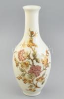 Zsolnay virág mintás váza, jelzett, kopásokkal, m: 26 cm