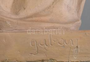 Gabay László (1897-1952): Art-deco térdelő női akt, festett kerámia, kopásnyomokkal, jelzett (Gabay)...