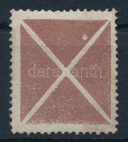1858 Kis barna andráskereszt fehér lemezponttal, újragumizva / Small brown St. Andrews cross, regummed