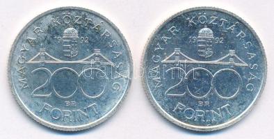 1992. 200Ft Ag "MNB" (2x) T:AU 
Adamo F13