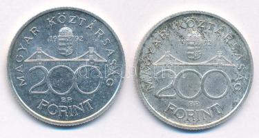 1992. 200Ft Ag "MNB" (2x) T:AU patina
Adamo F13