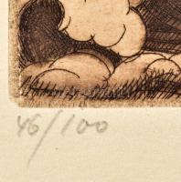 Barta Ernő (1878-1956): A budapesti zsidók szövetségének köszönő oklevele. sorszámozott rézkarc, 45/...