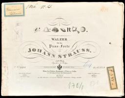 1846 Johann Strauss: Walzer für das Piano-Forte. rézmetszetű kotta 11 p.34x27 cm