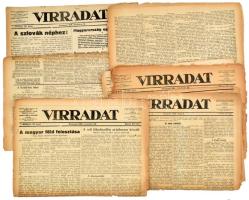 1918 A Virradat c. napilap I. évfolyamának 5 db forradalmi száma az őszirózsás forradalom idejéből, Benne szózat a szlovák néphez. Szakadt állapotban
