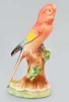 Papagáj, kézzel festett porcelán figura, jelzés nélkül, apró mázrepedésekkel, m: 14 cm