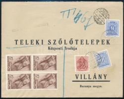 1942 Levél érvénytelen bérmentesítéssel, ezért 3 portó bélyeggel ellátva / Cover with 56f postage due