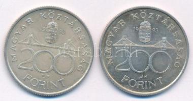 1993. 200Ft Ag "MNB" (2x) T:AU,XF patina, karc
Adamo F13