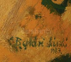 Batári László (1920-1997): Őszibarackos Békásmegyeren, 1987. Olaj, vászon. Jelezve jobbra lent. Háto...