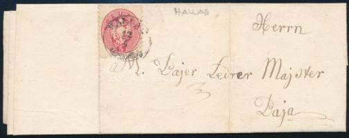 1864 5kr levélen / on cover HALLAS - Baja