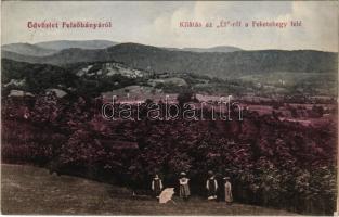 1912 Felsőbánya, Baia Sprie; Kilátás az Él-ről a Feketehegy felé. Decsek Péter kiadása / hiking spot