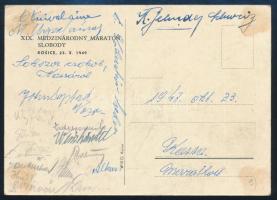 1948 Kassa, Kővári Rezső maratonfutó képeslapja aláírásokkal