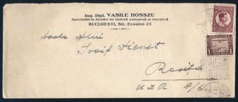 cca 1920-1930 Bukaresti fejléces papír Resica bányába írva (Románia, Erdély), Ing. Dipl. Vaseli Hoss...