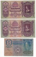 1913. 20K II. kiadás + 1915. 10K, mindkettő piros Deutschösterreich felülbélyegzéssel + 1936. 10P (2x) + 1930. 100P (2x) T:III