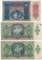 1913. 20K II. kiadás + 1915. 10K, mindkettő piros "Deutschösterreich" felülbélyegzéssel + ...
