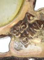 Ezüst (Ag) kapcsos aventurin gyöngy nyaklánc, markazit és aventurin berakásos, kámeás ezüst medállal...